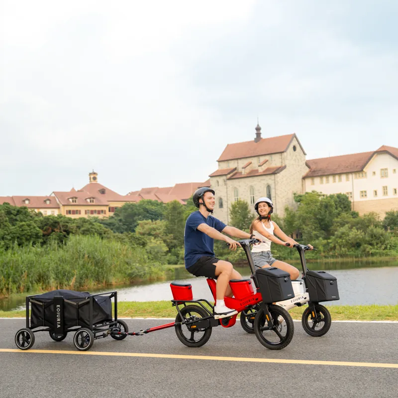 Electric Exercise Bike with Rear Camping Trailer